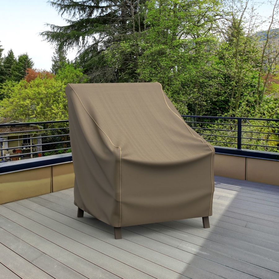 Photo de Large Outdoor Chair Cover - StormBlock™ Platinum Black and Tan Weave