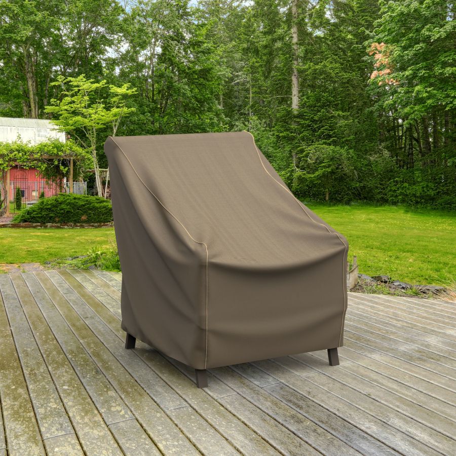Photo de Medium Outdoor Chair Cover - StormBlock™ Platinum Black and Tan Weave