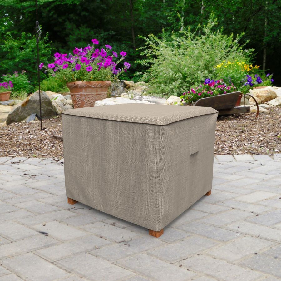 Photo de 22" Square Outdoor Side Table/Ottoman Cover - Signature Tan Tweed