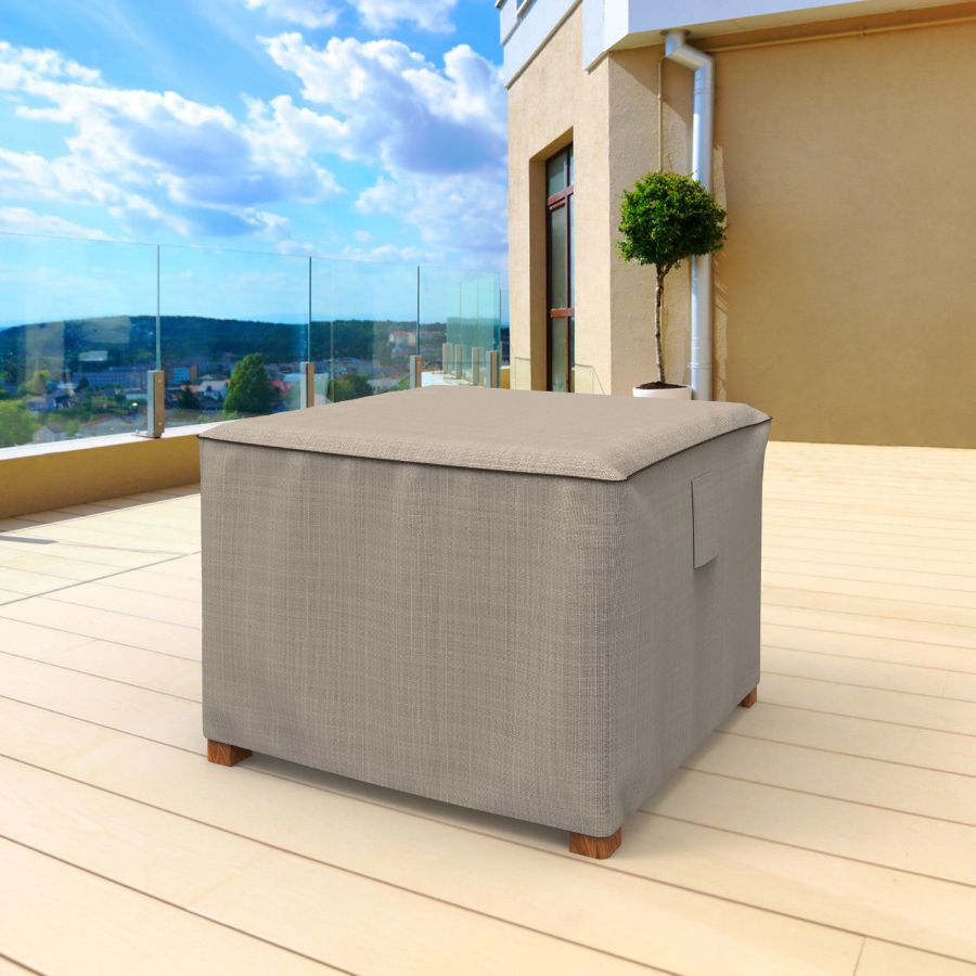Photo de 26" Square Outdoor Side Table/Ottoman Cover - Signature Tan Tweed