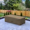 Photo de Large Outdoor Ottoman/Coffee Table Cover - StormBlock™ Platinum Black and Tan Weave