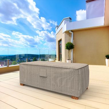 Picture of Medium Outdoor Ottoman/Coffee Table Cover - Signature Tan Tweed