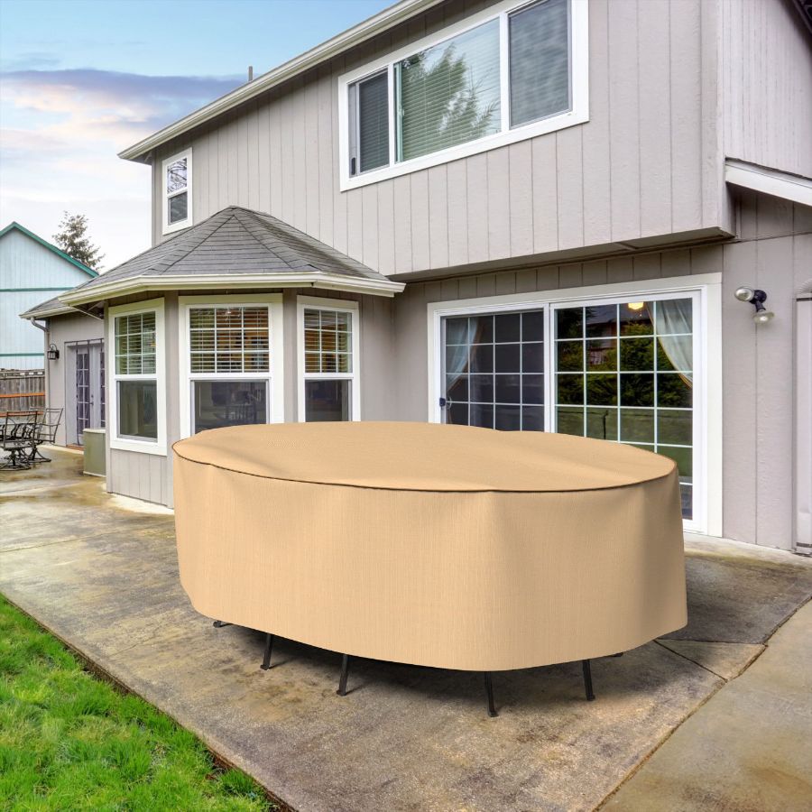 Picture of Large Oval Table and Chairs Combo Covers - Select Tan