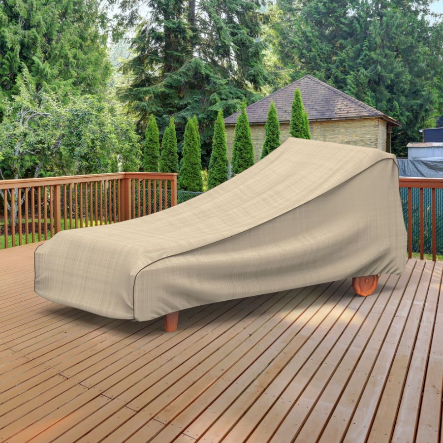 Picture of Extra Large Outdoor Chaise Lounge Cover - StormBlock™ Signature Black Ivory