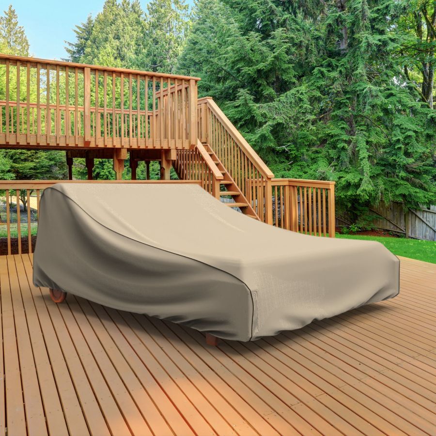 Photo de Outdoor Double Chaise Lounge Cover - StormBlock™ Signature Black Ivory