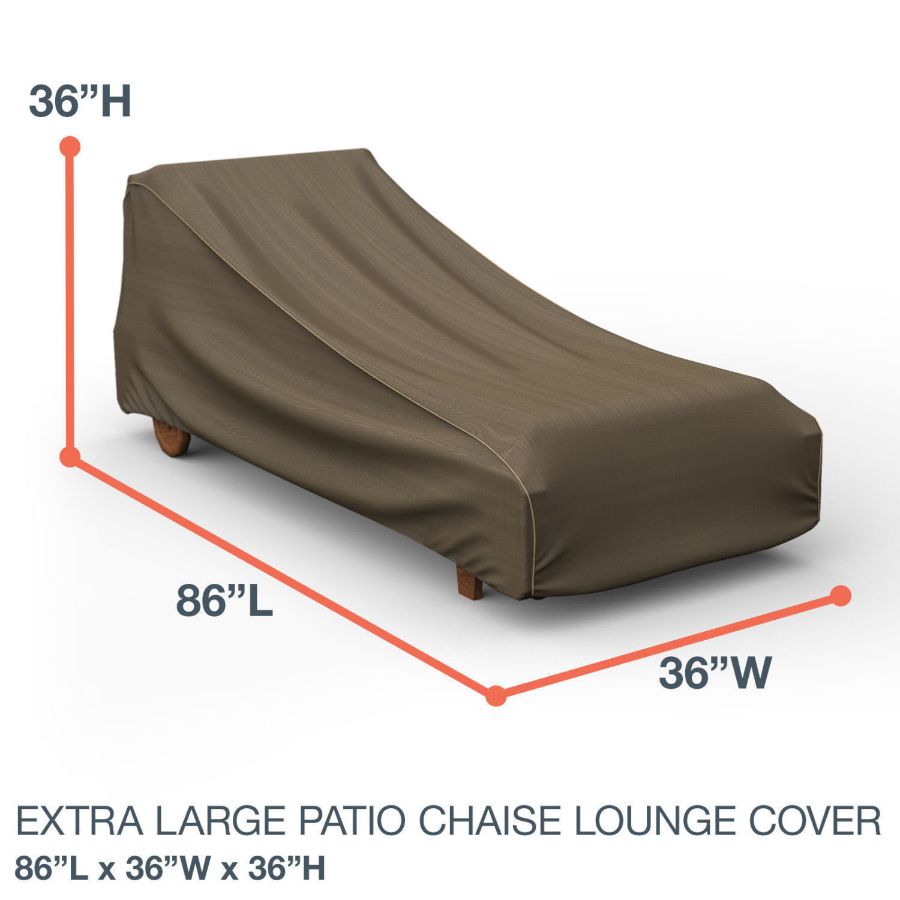 Picture of Extra Large Outdoor Chaise Lounge Cover - StormBlock™ Platinum Black and Tan Weave
