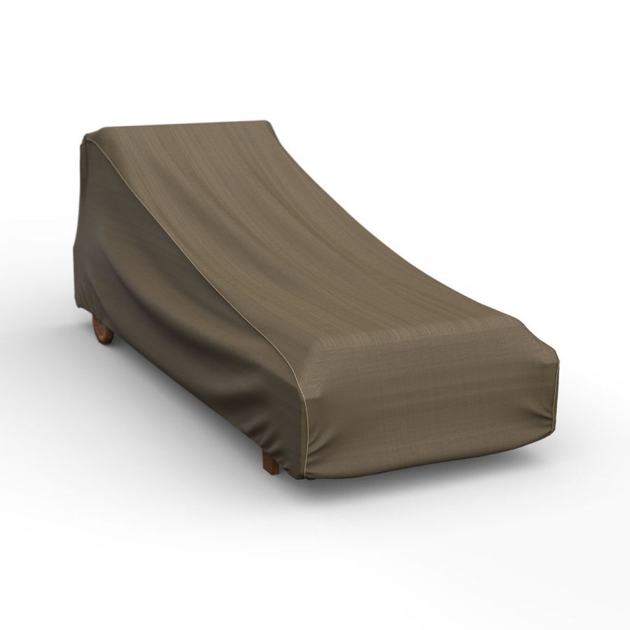 Photo de Large Outdoor Chaise Lounge Cover - StormBlock™ Platinum Black and Tan Weave