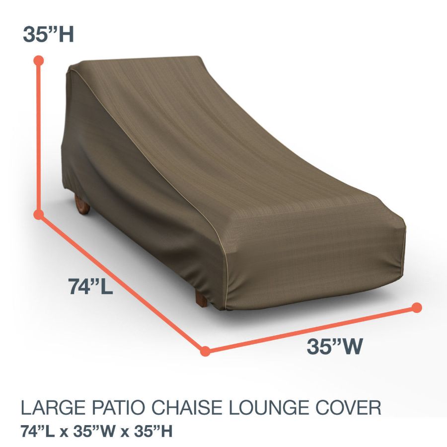 Photo de Large Outdoor Chaise Lounge Cover - StormBlock™ Platinum Black and Tan Weave