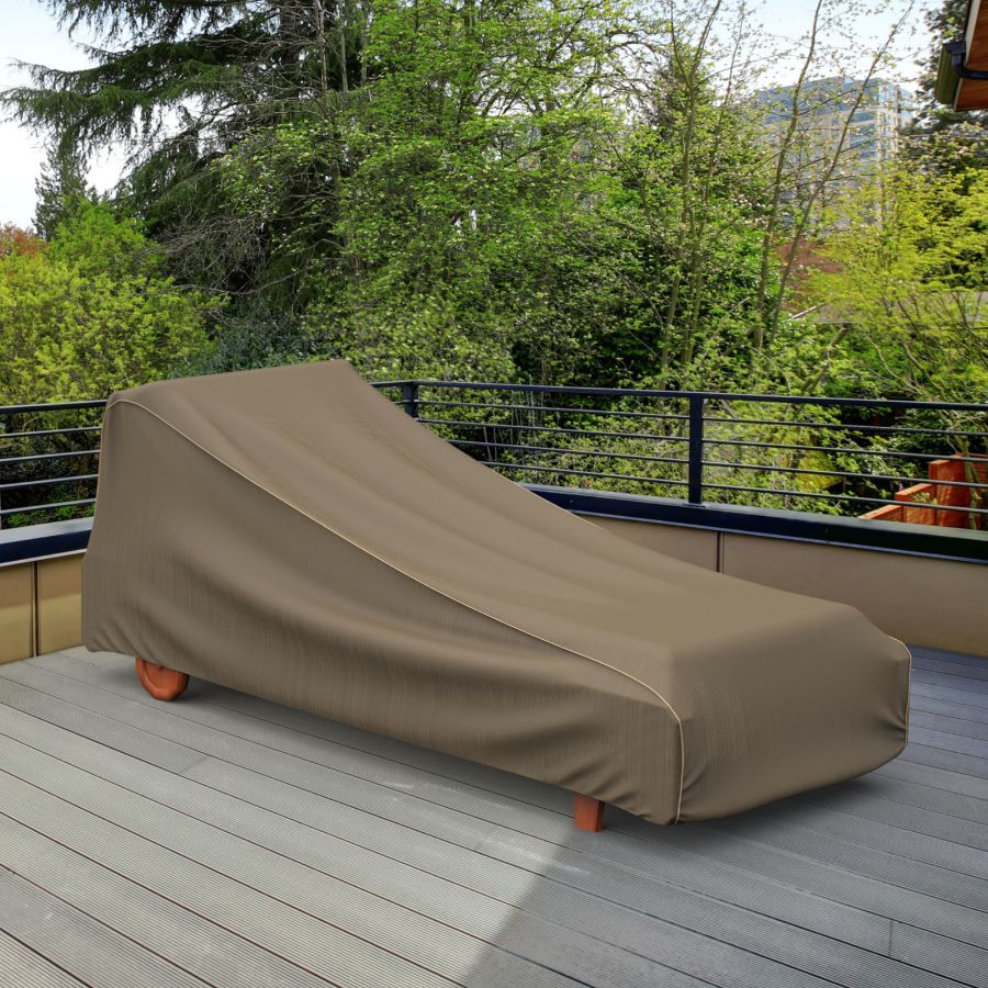 Photo de Outdoor Chaise Lounge Cover - StormBlock™ Platinum Black and Tan Weave