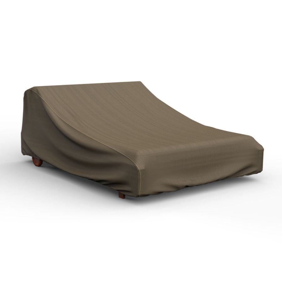 Photo de Outdoor Double Chaise Lounge Cover - StormBlock™ Platinum Black and Tan Weave