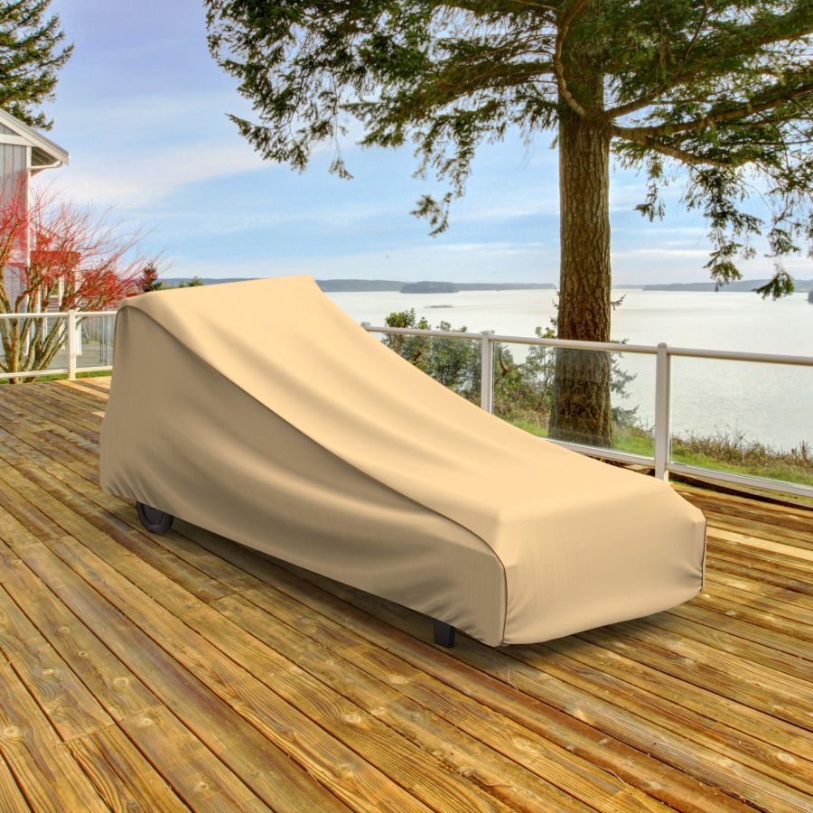 Photo de Extra Large Outdoor Chaise Lounge Cover - StormBlock™ Signature Tan