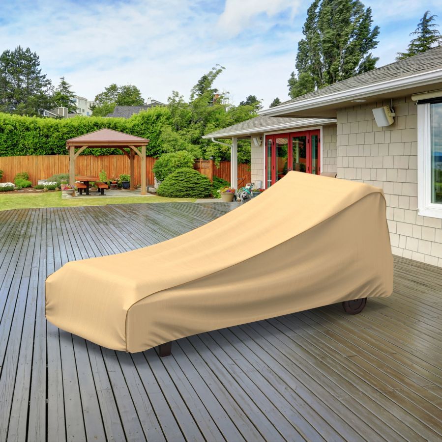 Photo de Large Outdoor Chaise Lounge Cover - StormBlock™ Signature Tan