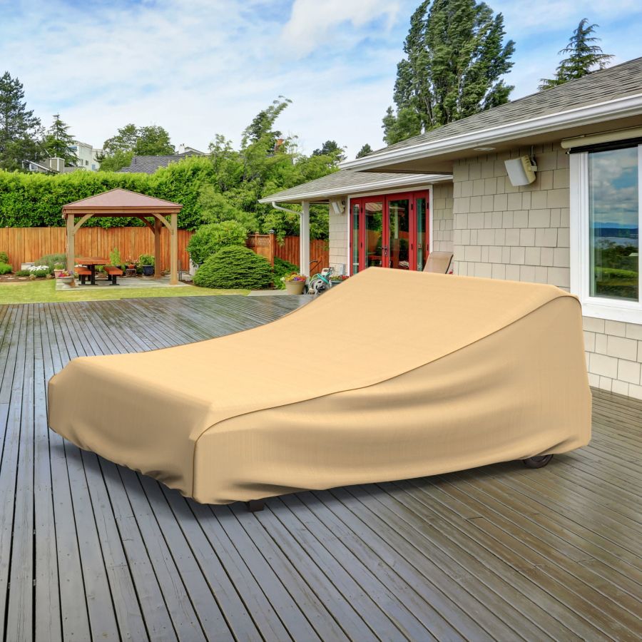 Photo de Outdoor Double Chaise Lounge Cover - StormBlock™ Signature Tan