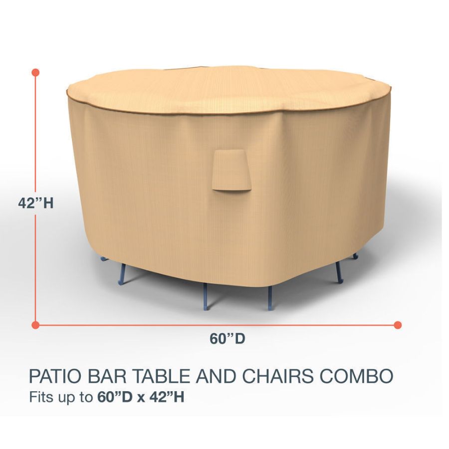 Picture of Small Bar Table and Chairs Combo Covers 60 in Diameter - Select Tan