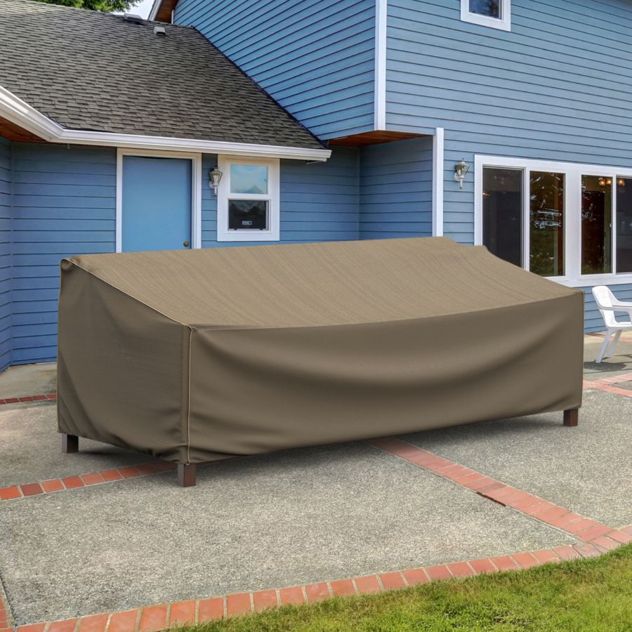 Photo de Extra Extra Large Outdoor Sofa Cover - StormBlock™ Platinum Black and Tan Weave