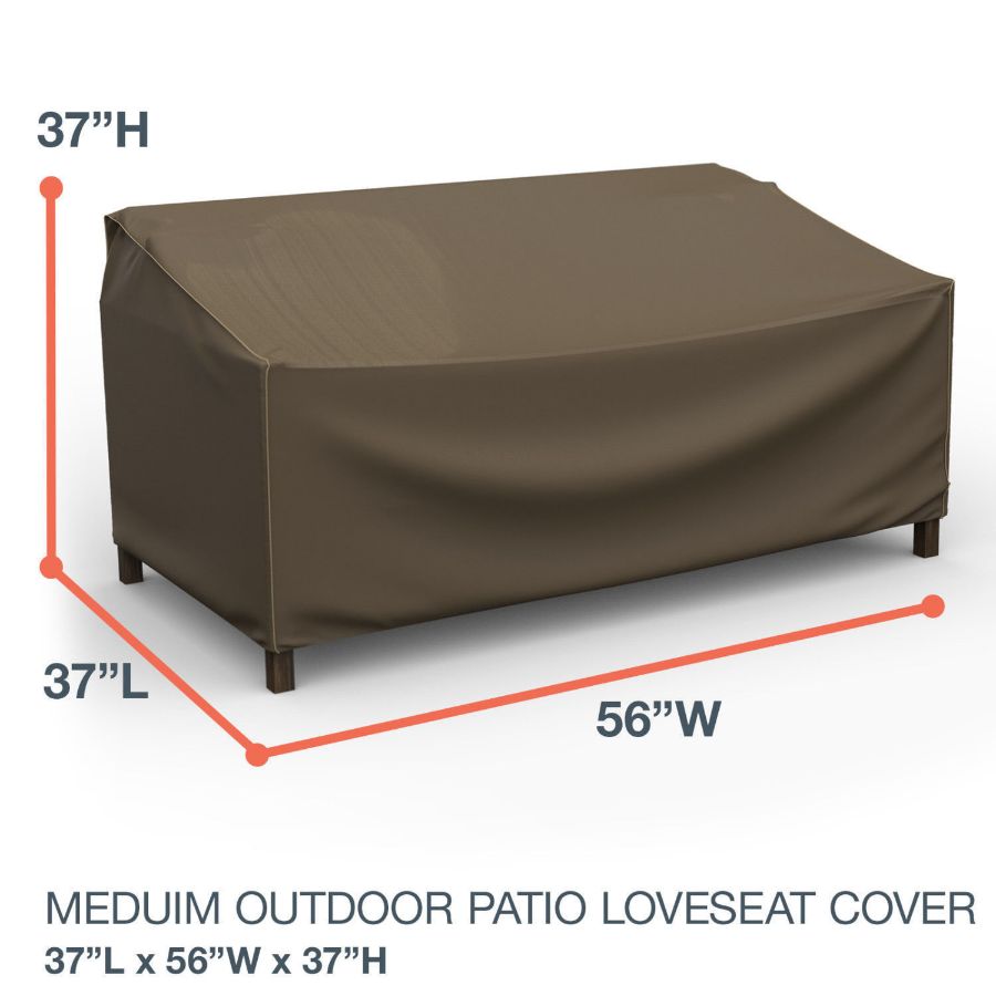 Photo de Medium Outdoor Loveseat Cover - StormBlock™ Platinum Black and Tan Weave