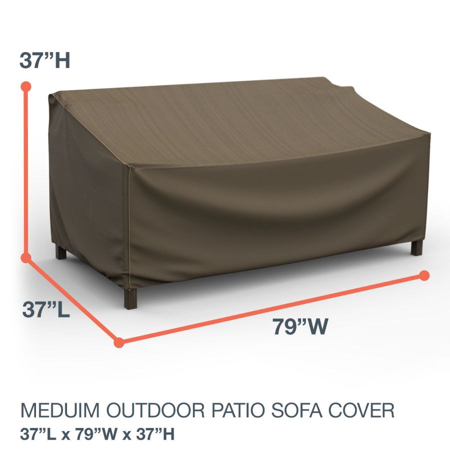 Photo de Medium Outdoor Sofa Cover - StormBlock™ Platinum Black and Tan Weave