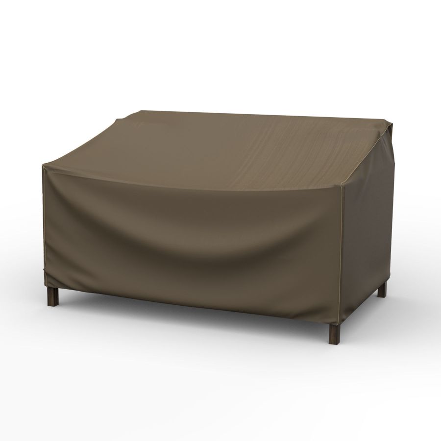 Photo de Small Outdoor Loveseat Cover - StormBlock™ Platinum Black and Tan Weave