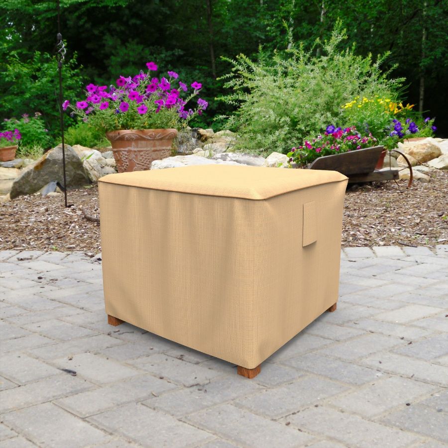 Photo de 22" Square Outdoor Side Table/Ottoman Cover - Select Tan