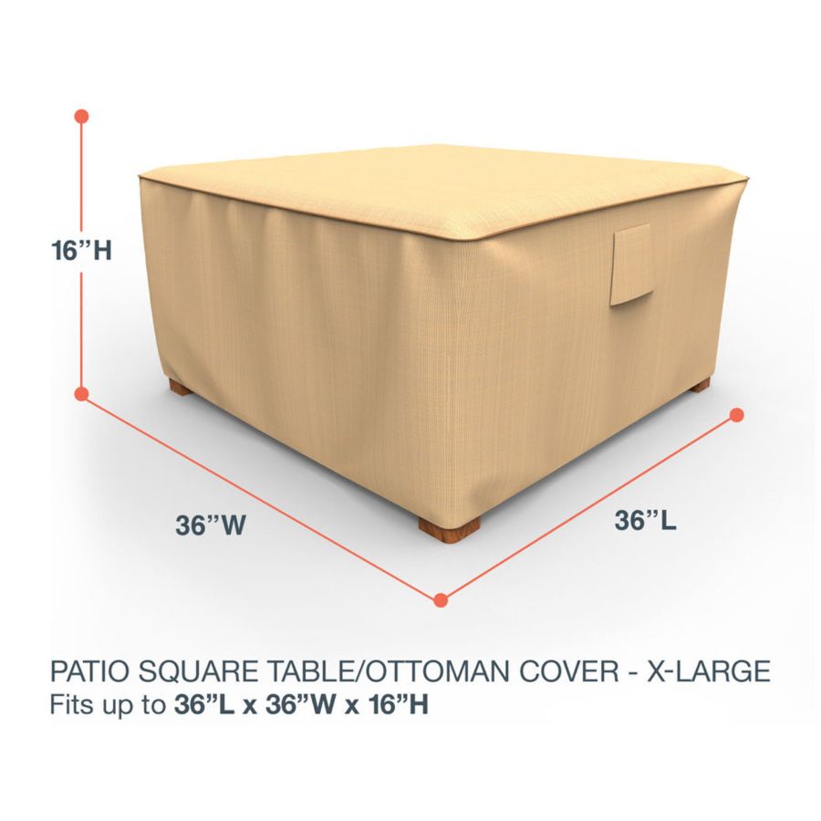 Photo de 36" Square Outdoor Side Table/Ottoman Cover - Select Tan