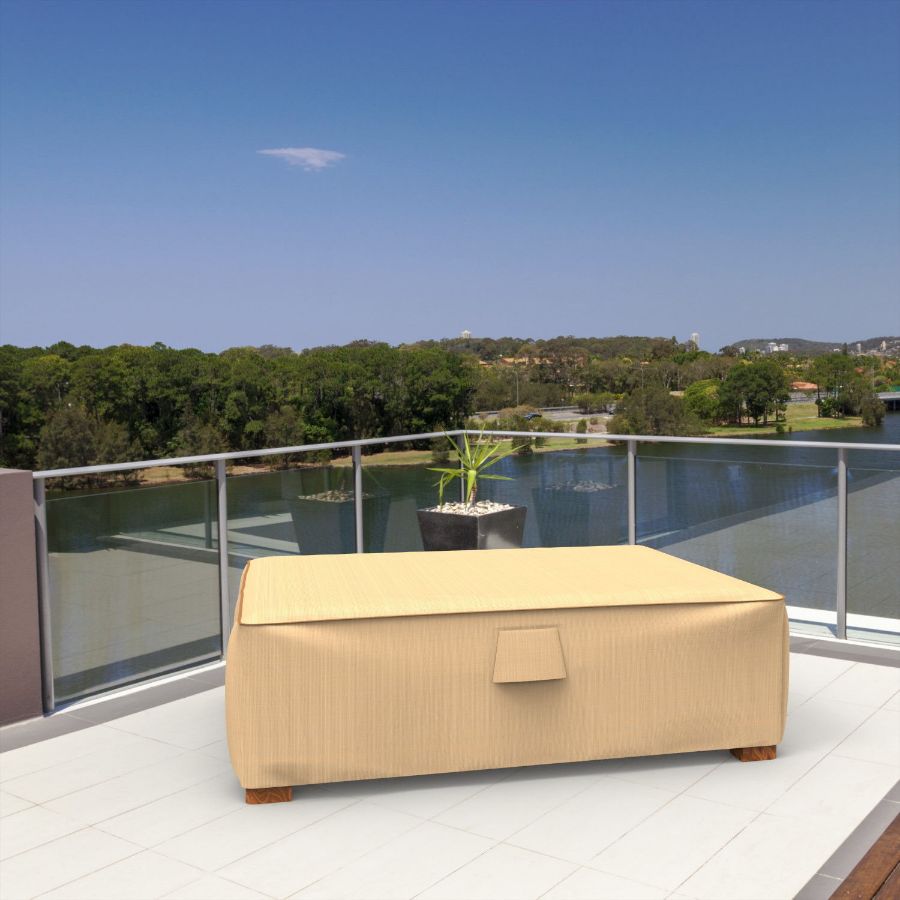 Photo de Large Outdoor Ottoman/Coffee Table Cover - Select Tan