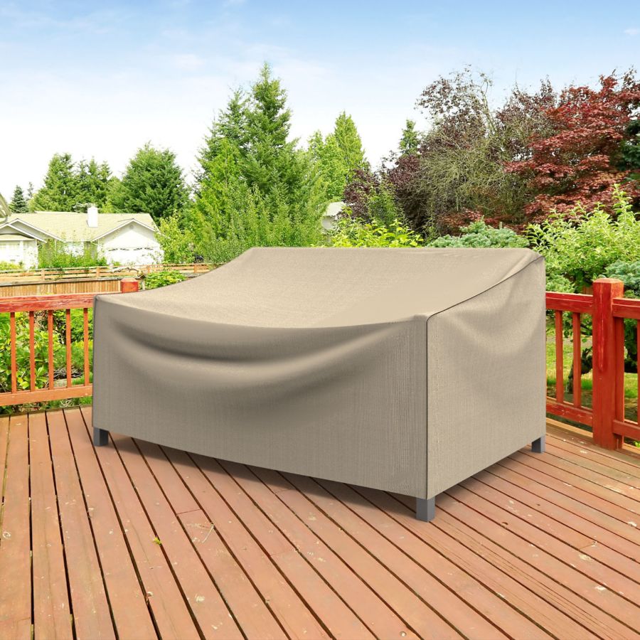 Photo de Small Outdoor Loveseat Cover - StormBlock™ Signature Black Ivory