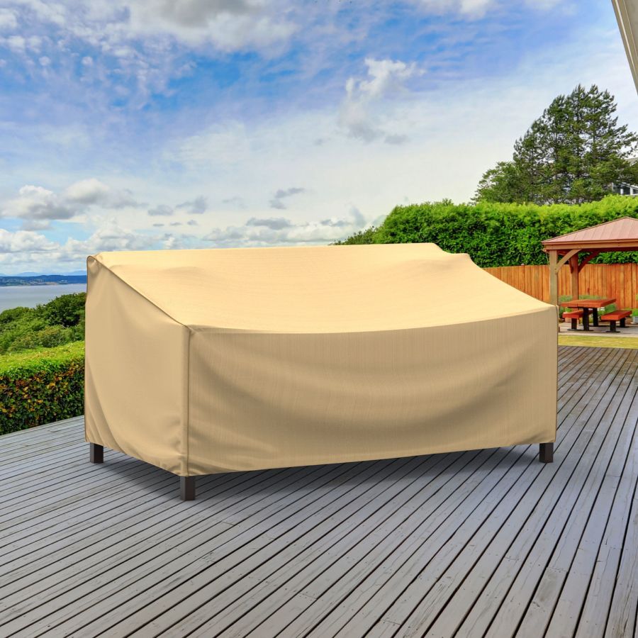 Photo de Small Outdoor Loveseat Cover - StormBlock™ Signature Tan