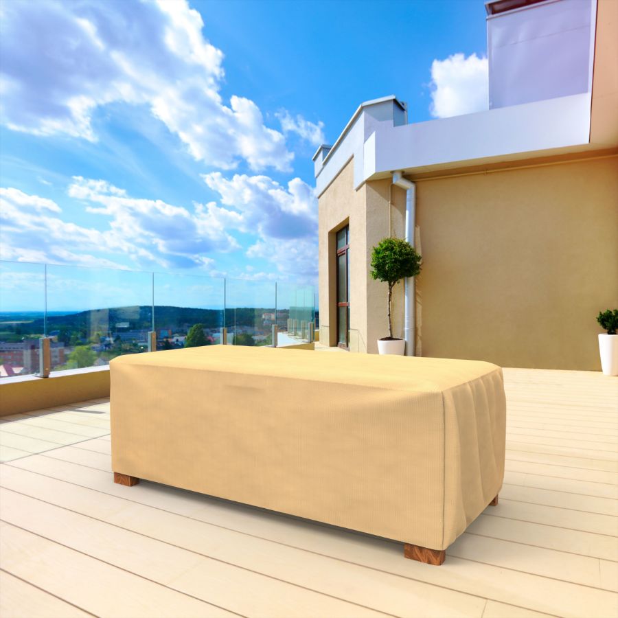 Photo de Large Slim Outdoor Ottoman/Coffee Table Cover - Classic