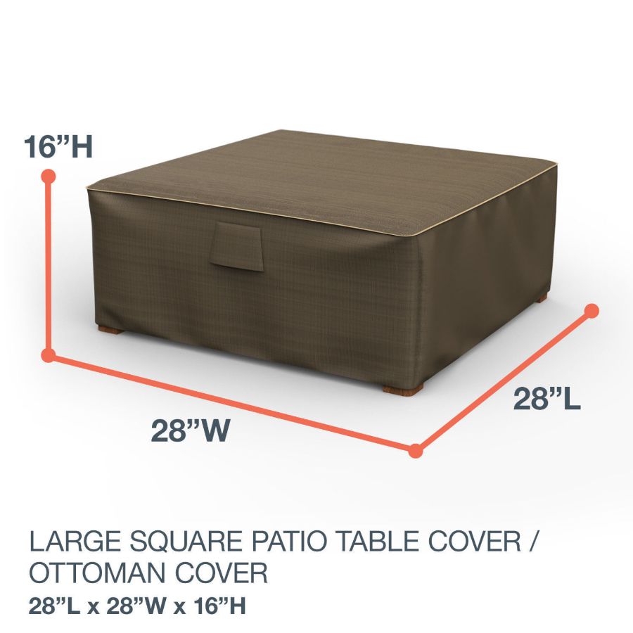 Picture of 28" Square Outdoor Side Table/Ottoman Cover - StormBlock™ Platinum Black and Tan Weave