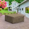 Photo de 36" Square Outdoor Side Table/Ottoman Cover - StormBlock™ Platinum Black and Tan Weave