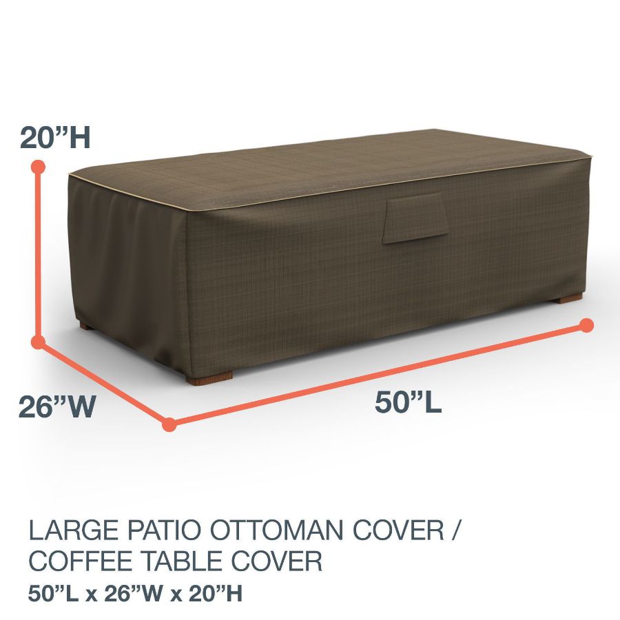 Photo de Large Outdoor Ottoman/Coffee Table Cover - StormBlock™ Platinum Black and Tan Weave