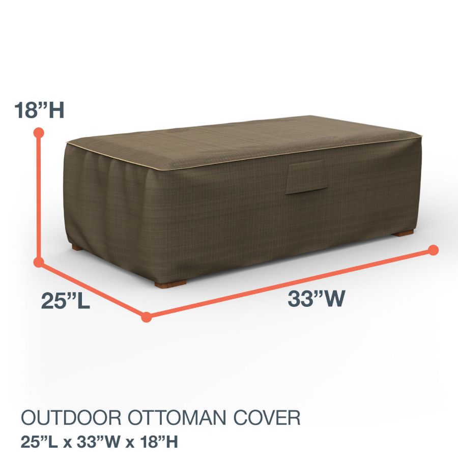 Picture of Outdoor Ottoman Cover - StormBlock™ Platinum Black and Tan Weave