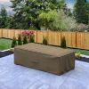 Photo de Outdoor Ottoman/Coffee Table Cover - StormBlock™ Platinum Black and Tan Weave