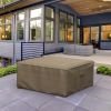 Photo de Square Outdoor Side Table/Ottoman Cover - StormBlock™ Platinum Black and Tan Weave