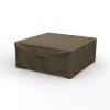 Photo de Square Outdoor Side Table/Ottoman Cover - StormBlock™ Platinum Black and Tan Weave