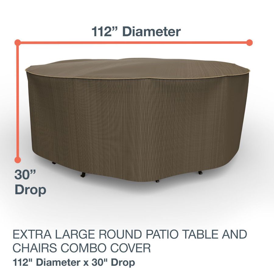 Photo de Extra Large Round Table and Chairs Combo Covers - StormBlock™ Platinum Black and Tan Weave