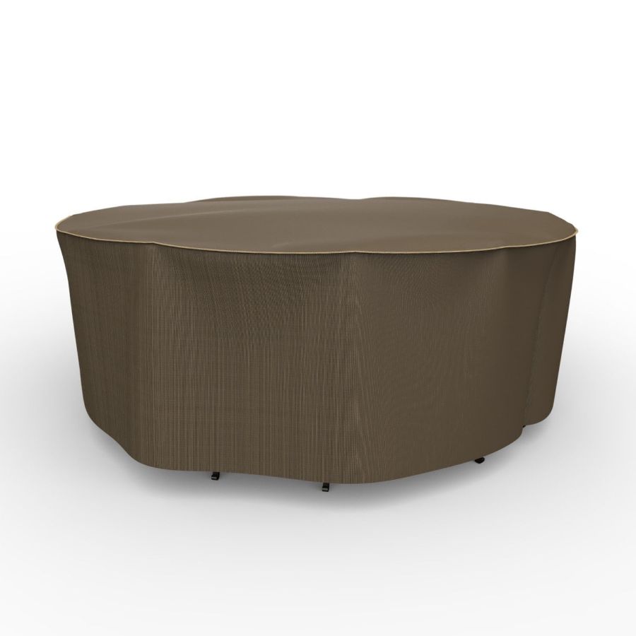 Photo de Large Round Table and Chairs Combo Covers - StormBlock™ Platinum Black and Tan Weave