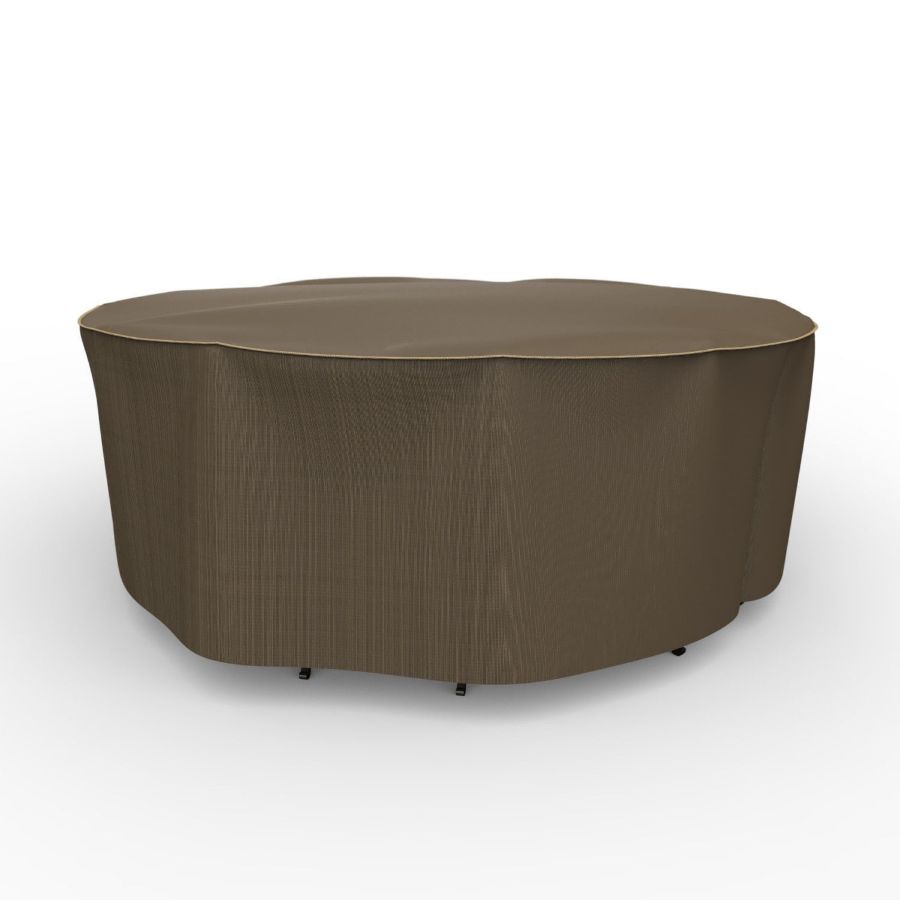 Picture of Large Round Table and Chairs Combo Covers - StormBlock™ Platinum Black and Tan Weave