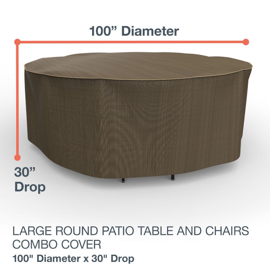 Photo de Large Round Table and Chairs Combo Covers - StormBlock™ Platinum Black and Tan Weave