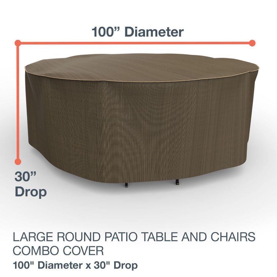 Picture of Large Round Table and Chairs Combo Covers - StormBlock™ Platinum Black and Tan Weave