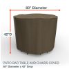 Photo de Medium Bar Table and Chairs Combo Covers 80 in Diameter- StormBlock™ Platinum Black and Tan Weave