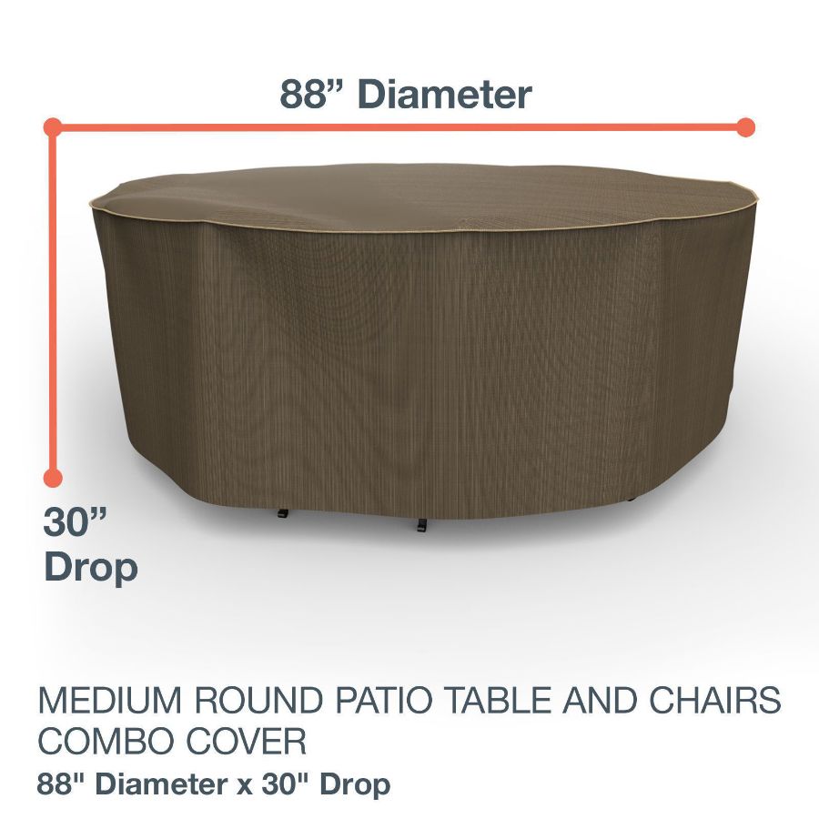 Photo de Medium Round Table and Chairs Combo Covers - StormBlock™ Platinum Black and Tan Weave