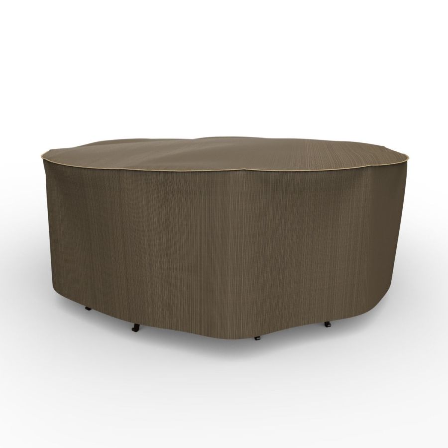 Photo de Round Table and Chairs Combo Covers - StormBlock™ Platinum Black and Tan Weave