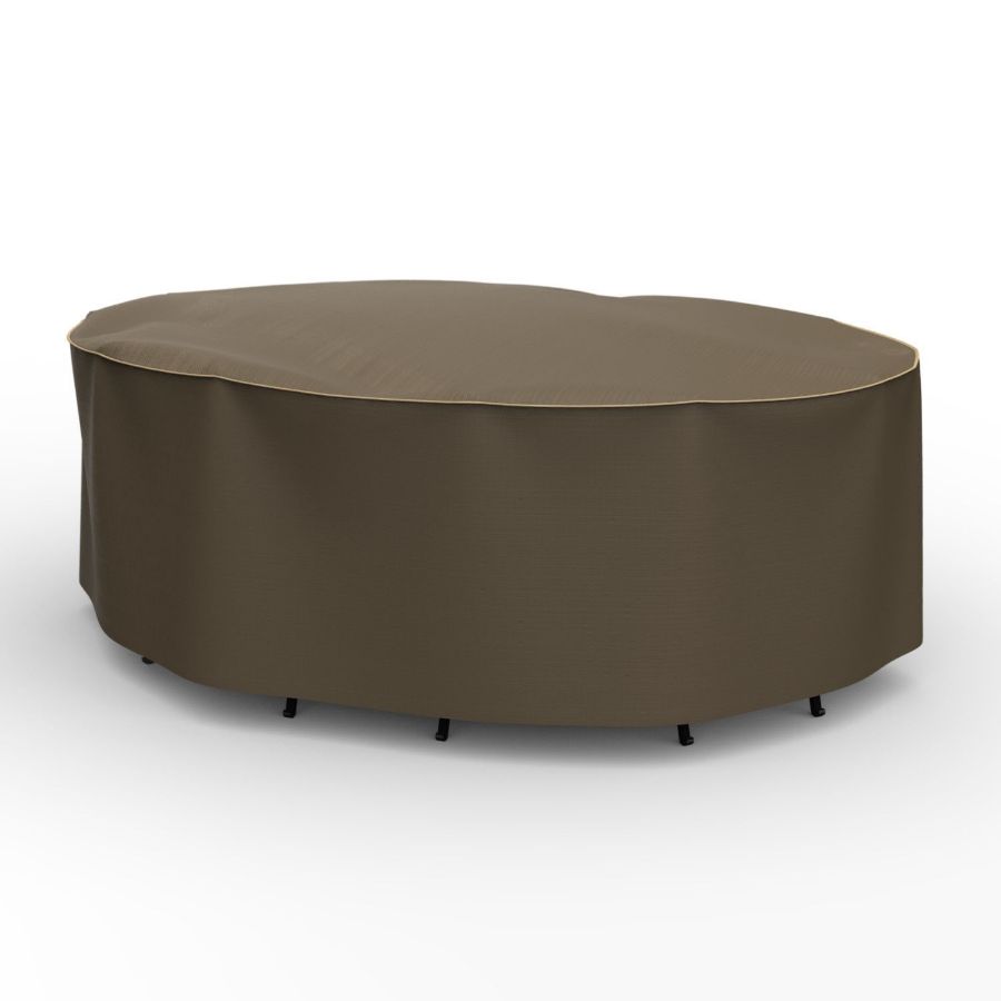 Picture of Small Oval Table and Chairs Combo Covers - StormBlock™ Platinum Black and Tan Weave