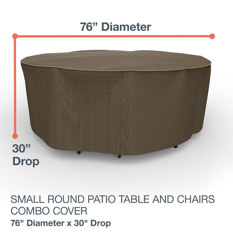 Photo de Small Round Table and Chairs Combo Covers - StormBlock™ Platinum Black and Tan Weave