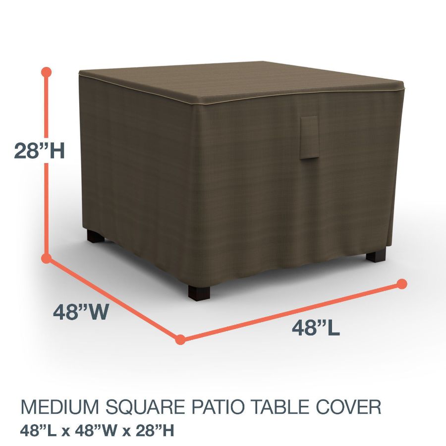 Photo de Square Table Covers 48 in Long - StormBlock™ Platinum Black and Tan Weave