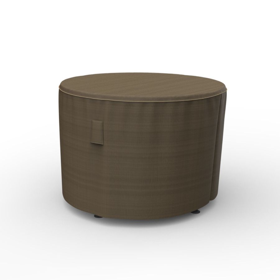 Photo de 26" Round Outdoor Side Table Cover - StormBlock™ Platinum Black and Tan Weave