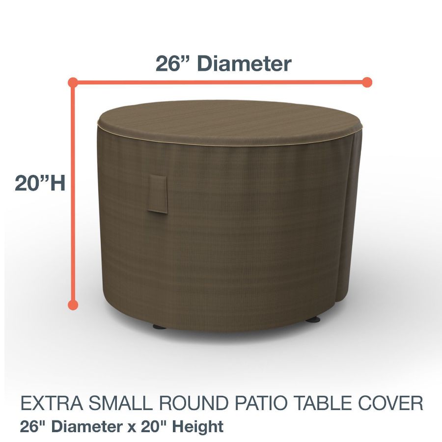 Photo de 26" Round Outdoor Side Table Cover - StormBlock™ Platinum Black and Tan Weave