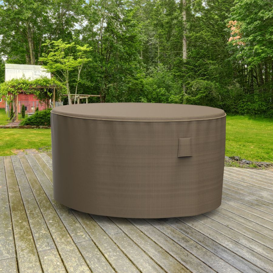 Photo de Round Table Covers 36 in Diameter - StormBlock™ Platinum Black and Tan Weave