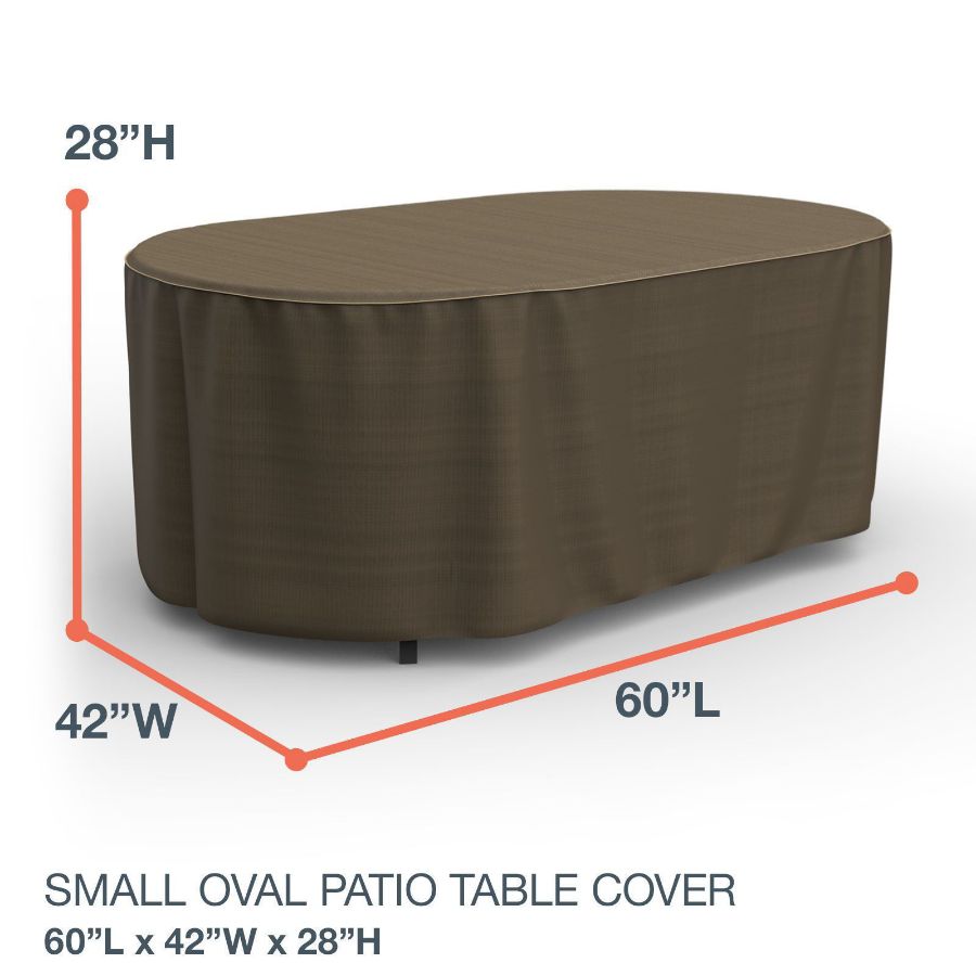 Photo de Oval Table Covers 60 in Long - StormBlock™ Platinum Black and Tan Weave